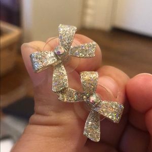 Betsey Johnson Sparkle Bow Stud Earrings